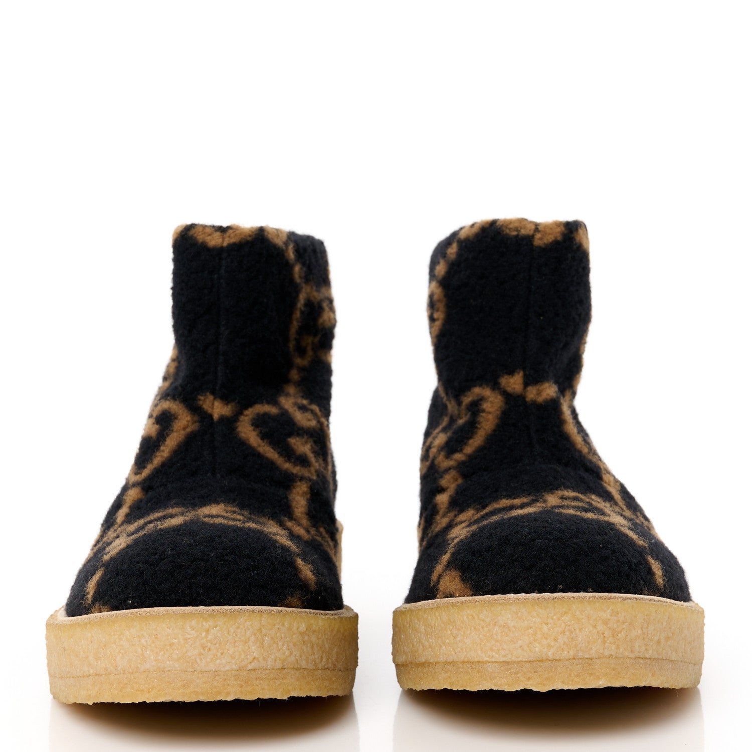 Gucci Faux Shearling Hooper GG Womens Ankle Boots 42 Black Natural Tan 2 of 8