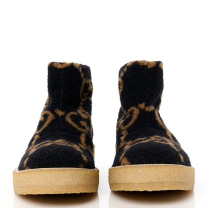 Gucci Faux Shearling Hooper GG Womens Ankle Boots 42 Black Natural Tan 2 of 8