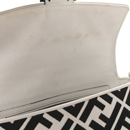Fendi Canvas Vitello King FF Embroidered Baguette White Black 11 of 11