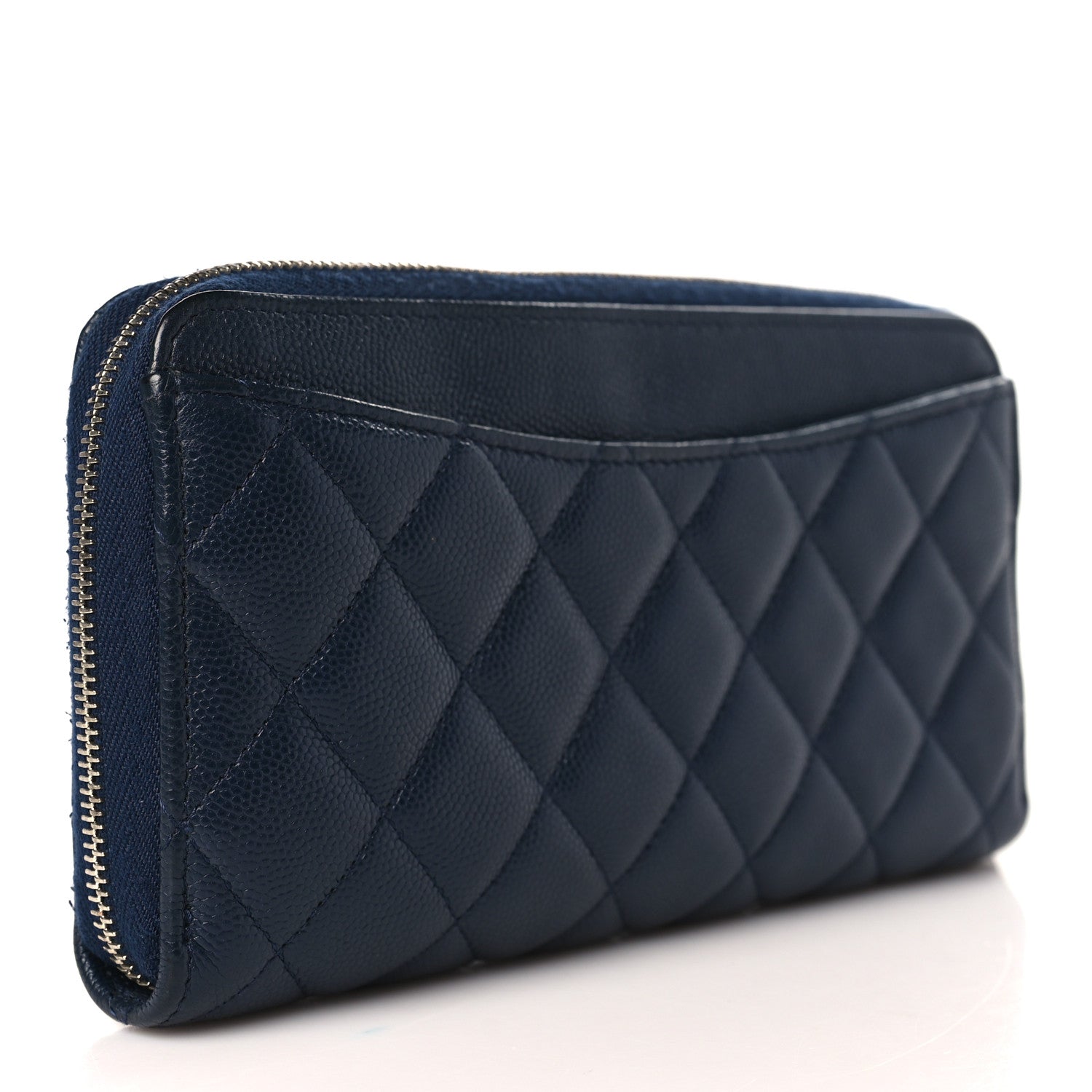 Chanel Caviar Quilted Large Gusset Zip Around Wallet Navy 3 of 8