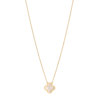 Van Cleef & Arpels 18K Yellow Gold Mother of Pearl Vintage Alhambra Pendant Necklace 1 of 6
