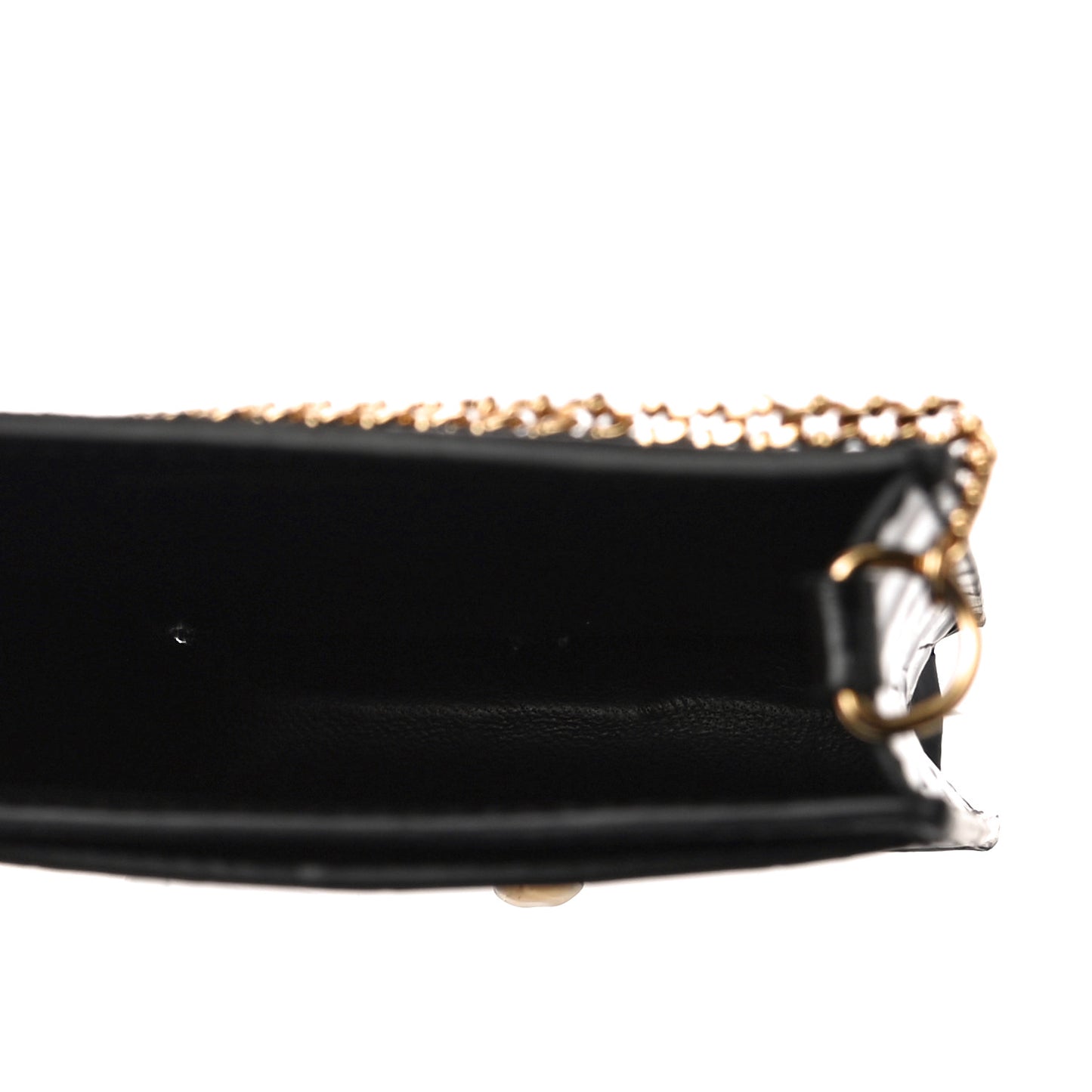 Calfskin Crocodile Embossed Skull Chain Phone Case Black