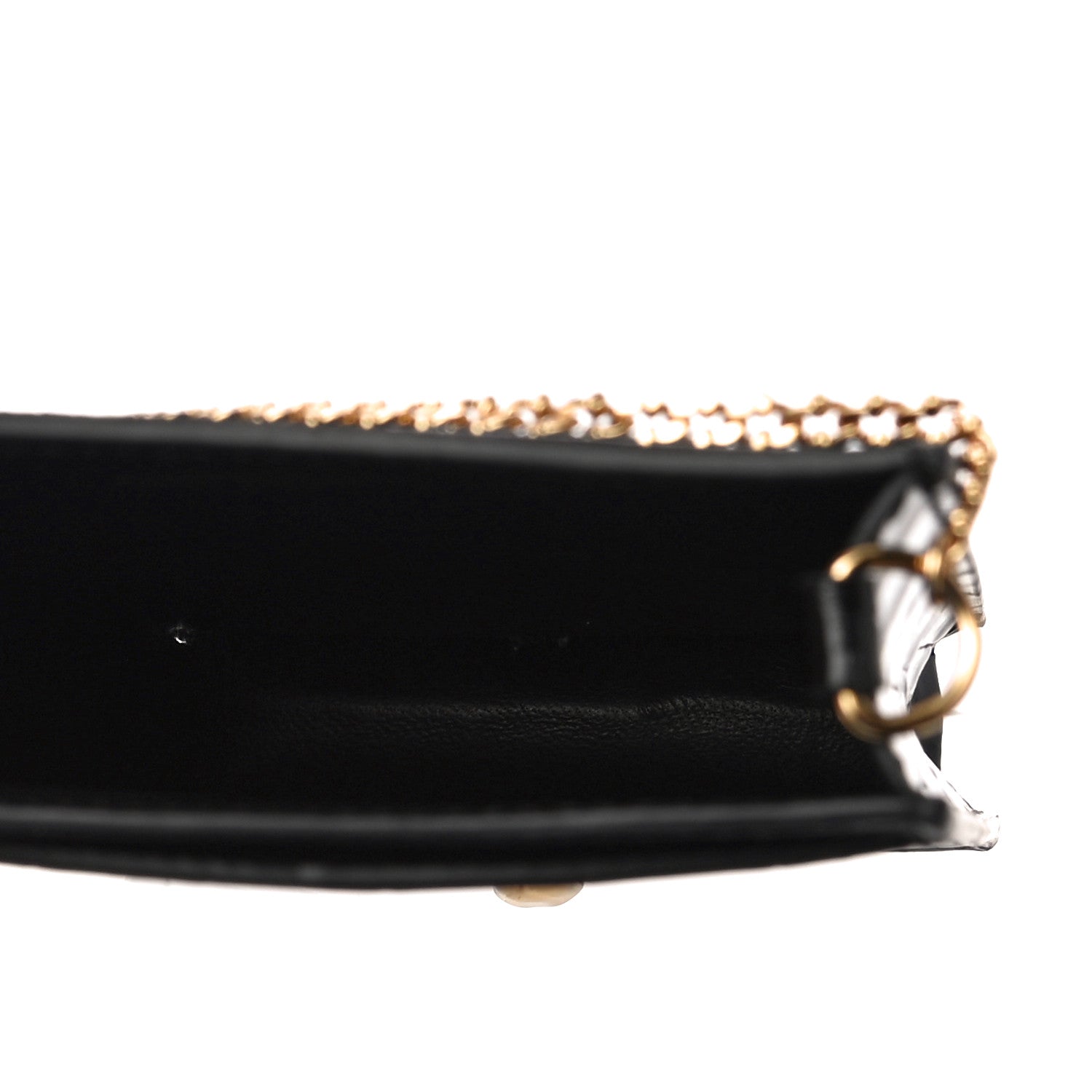 Alexander McQueen Calfskin Crocodile Embossed Skull Chain Phone Case Black 5 of 10