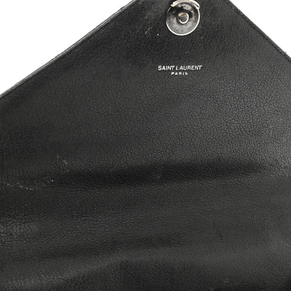 Saint Laurent Calfskin Matelasse Diamond Quilted Monogram Medium College Bag Black 16 of 19