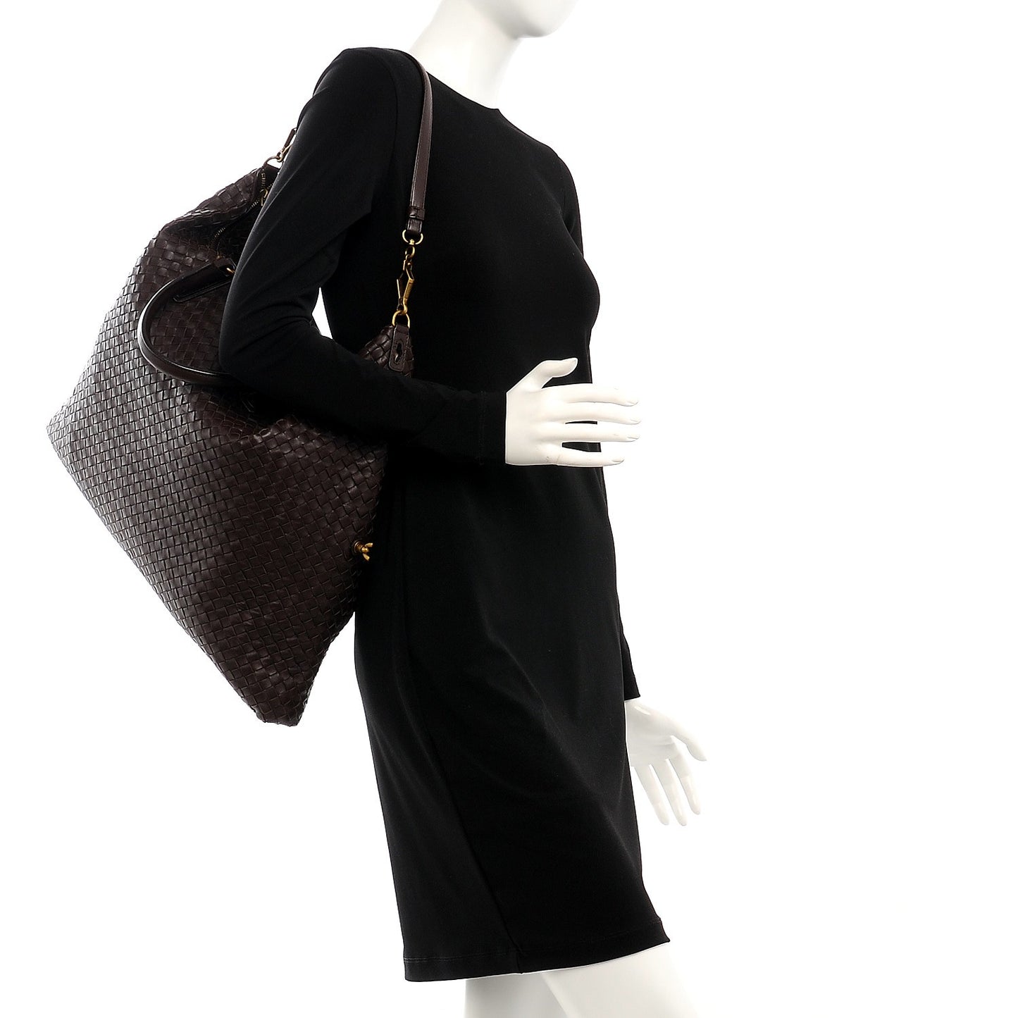Nappa Intrecciato Maxi Convertible Tote Ebano