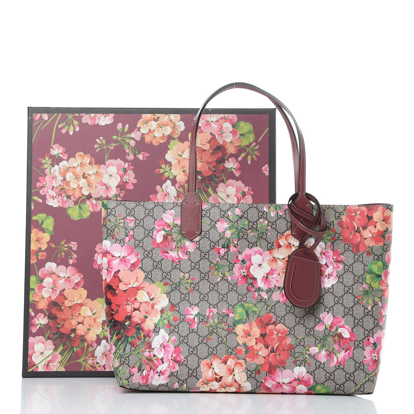 GG Supreme Monogram Blooms Medium Reversible Tote Beige Multicolor Dry Rose
