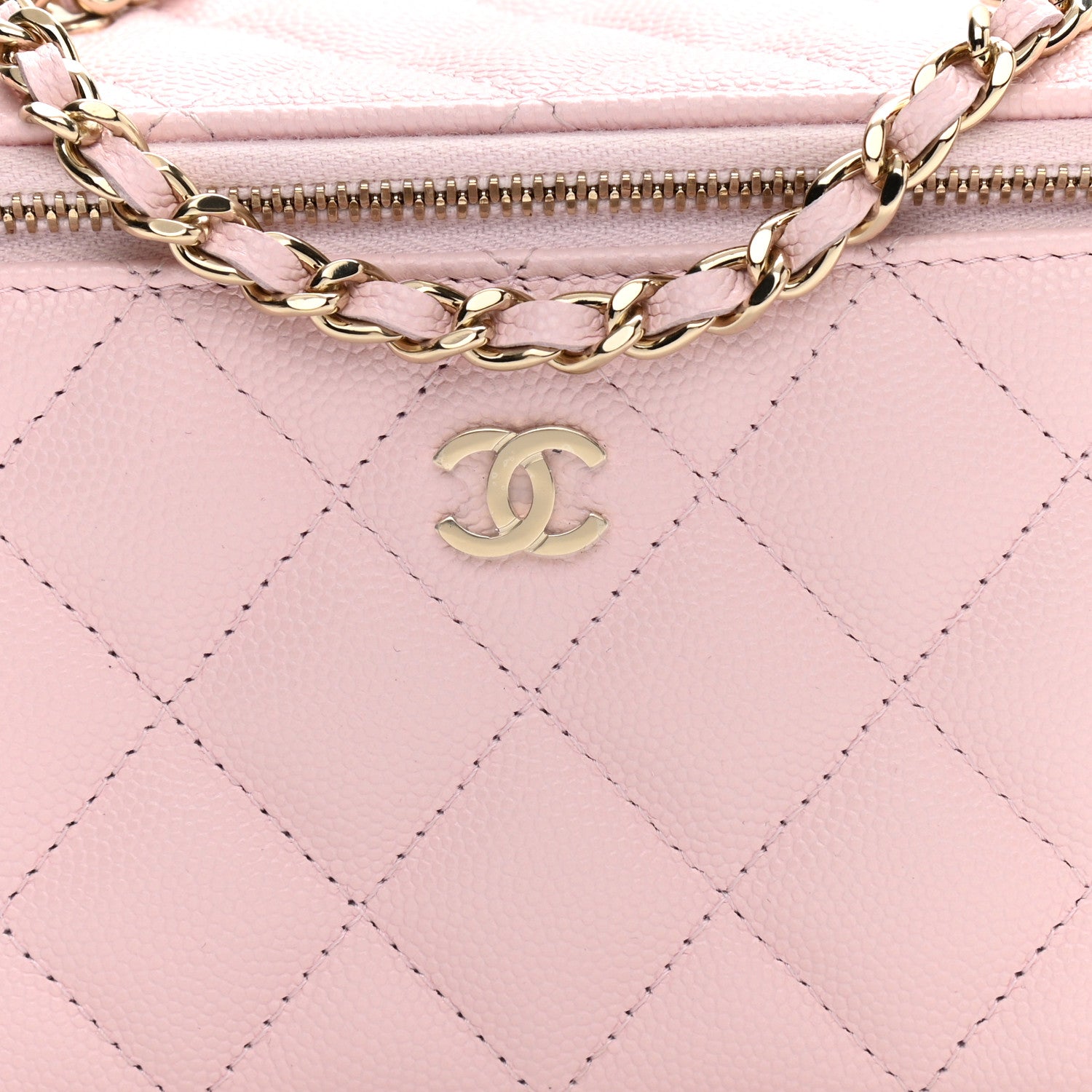 Chanel Caviar Quilted Small Vanity Case With Chain Light Pink 9 of 10