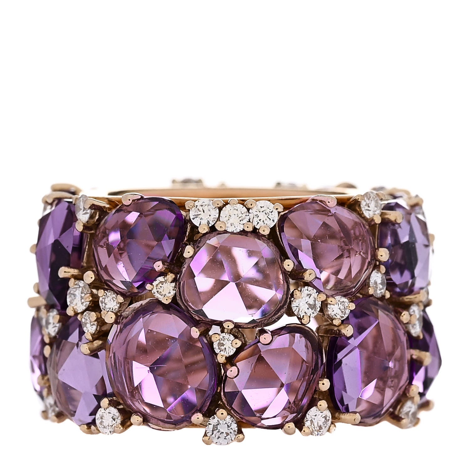 Pomellato 18K Rose Gold Diamond Amethyst Lulu Ring 52 6 1 of 5
