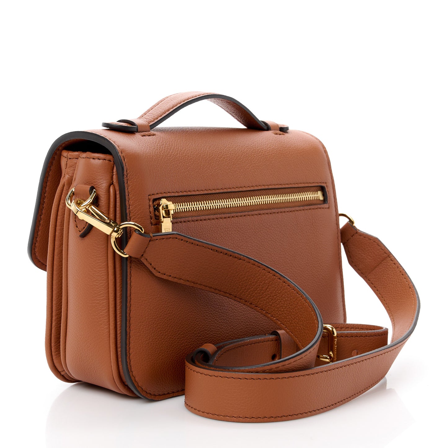 Grained Calfskin Lockme Oxford Cognac