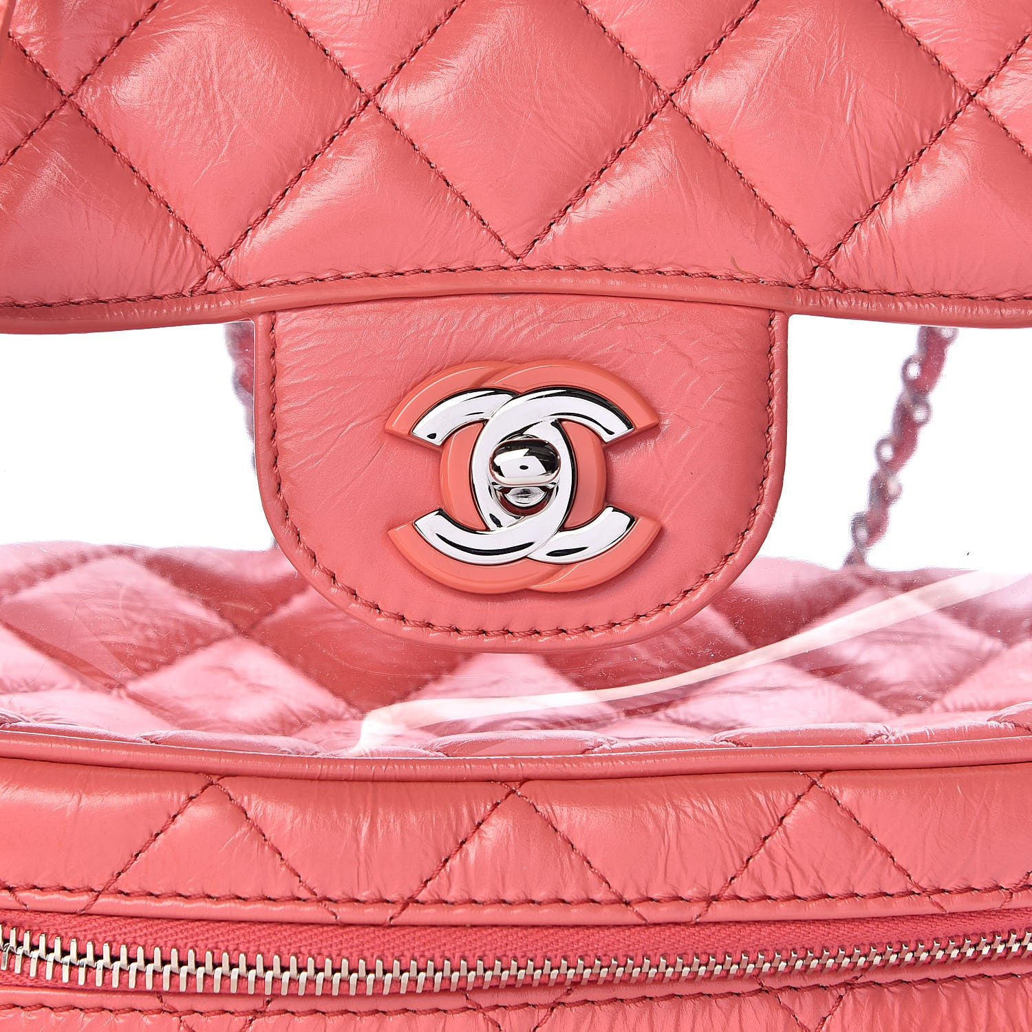 Chanel Crumpled Calfskin PVC Quilted Backpack Pink 12 of 12