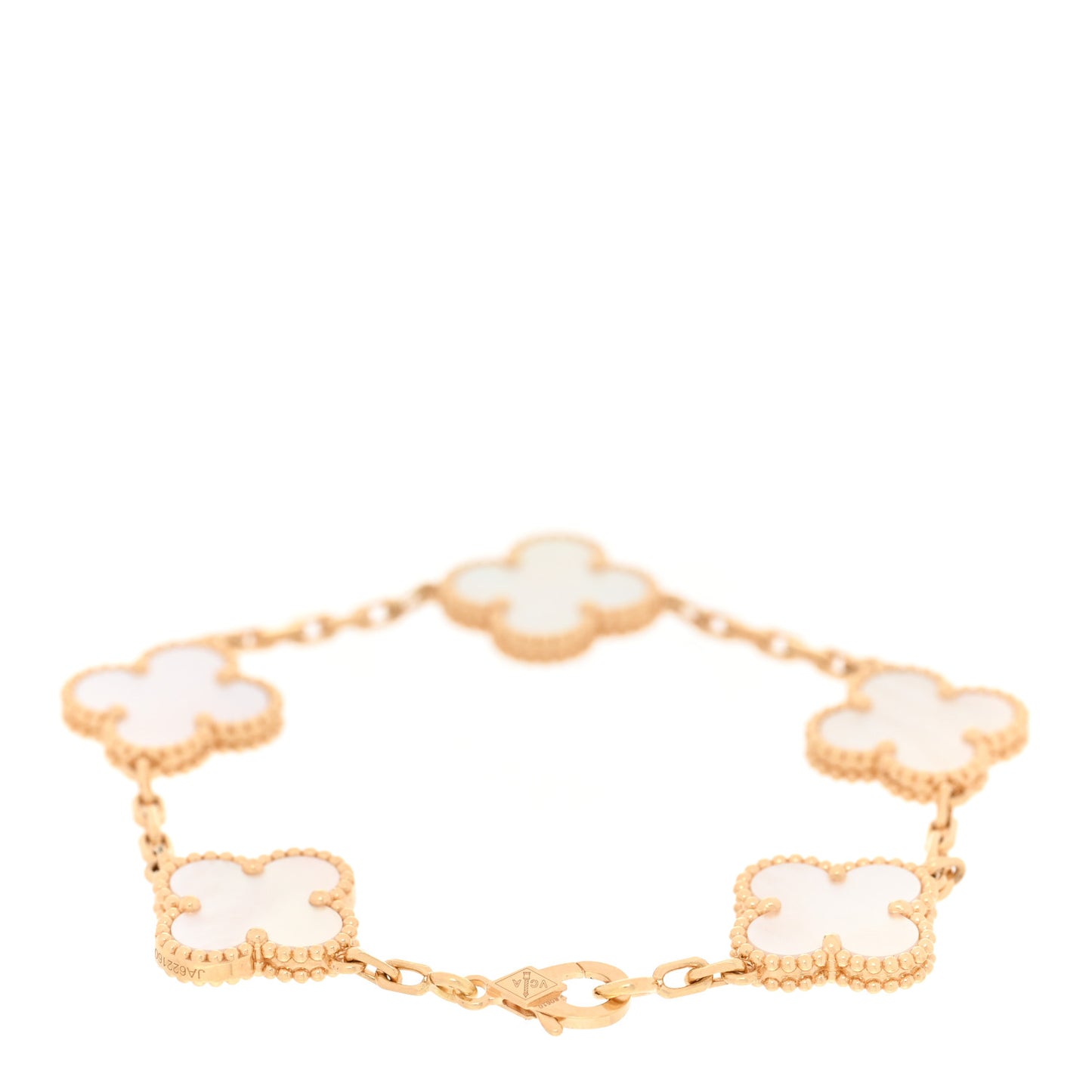 18K Yellow Gold Mother of Pearl 5 Motifs Vintage Alhambra Bracelet