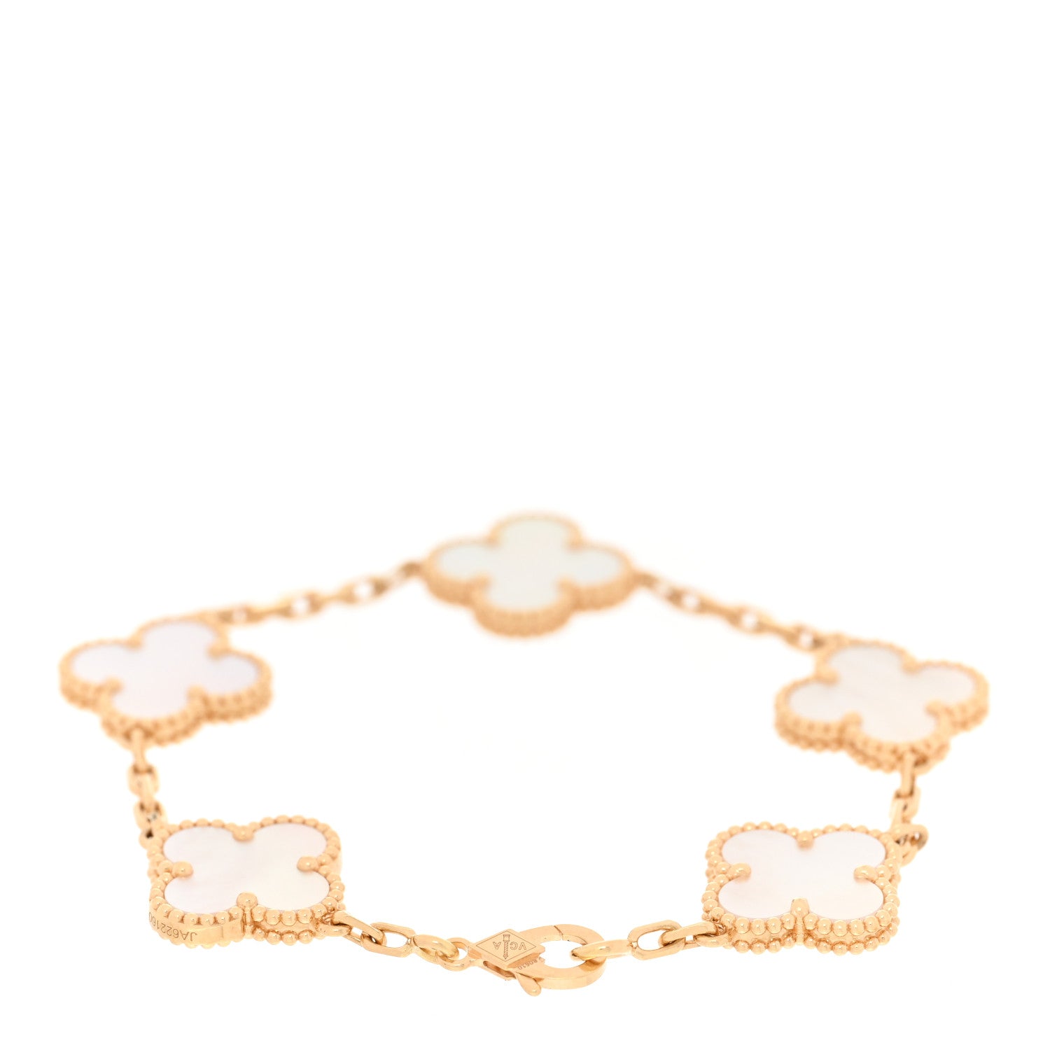 Van Cleef & Arpels 18K Yellow Gold Mother of Pearl 5 Motifs Vintage Alhambra Bracelet 3 of 7