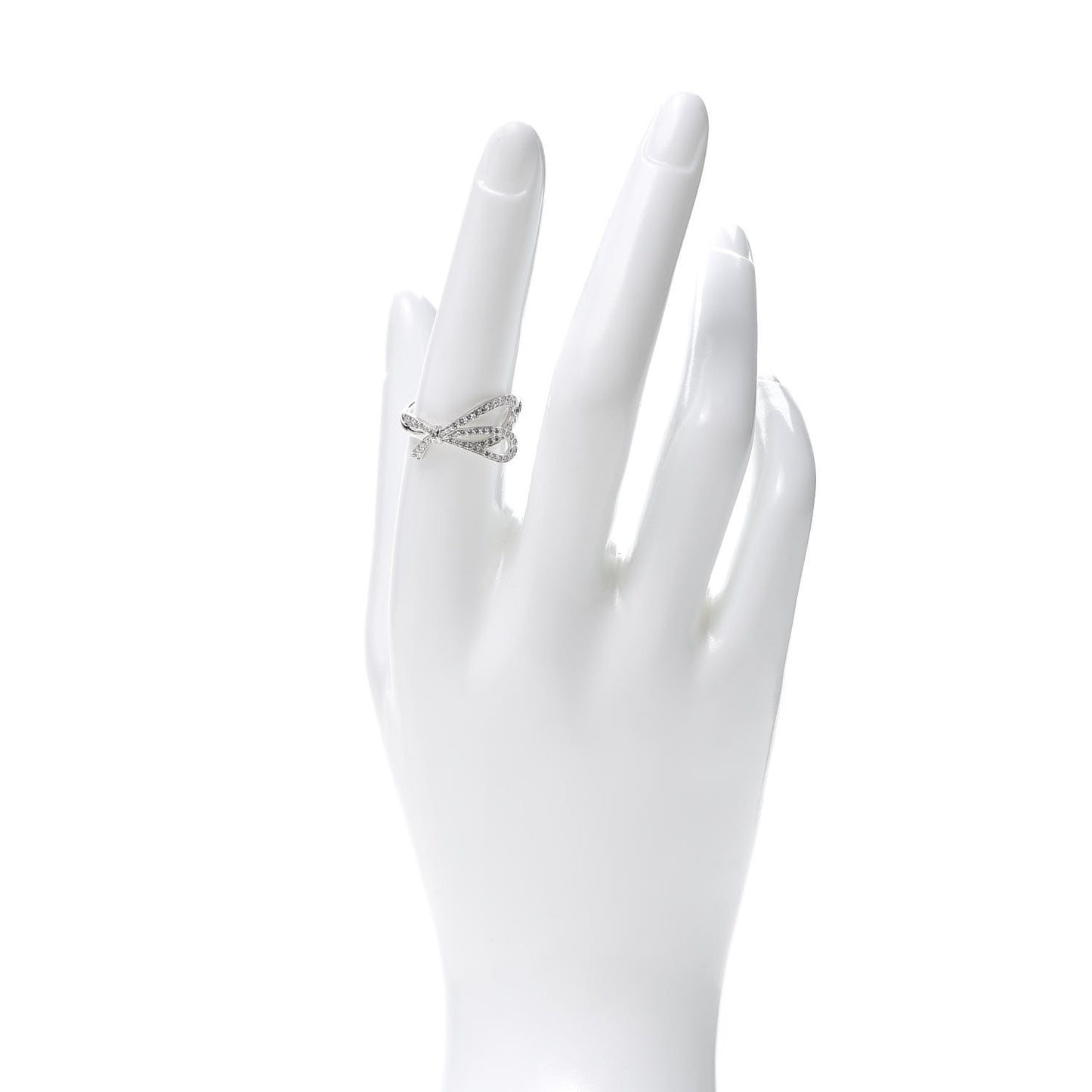 18K White Gold Diamond .40ct Bow Ring 54 7