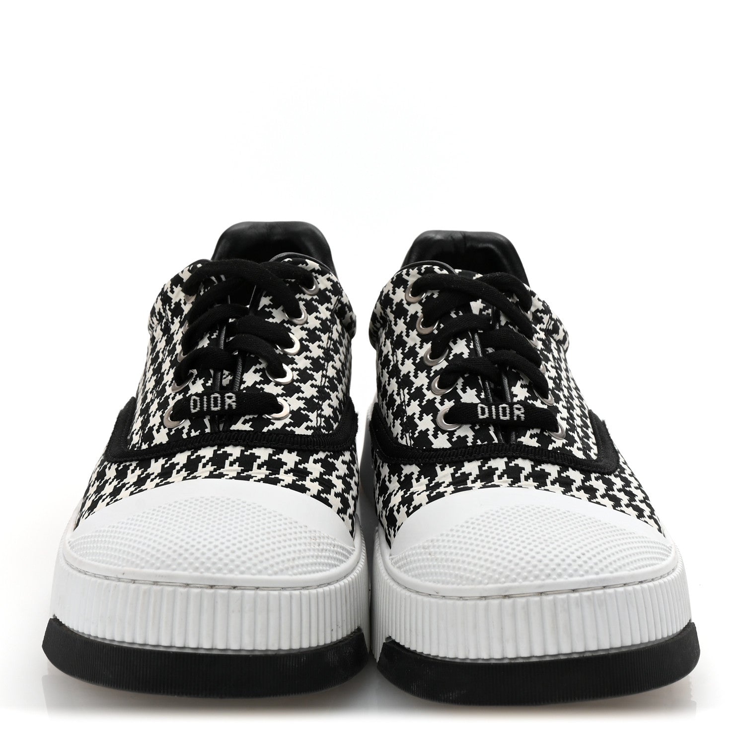 Christian Dior Canvas Houndstooth Embroidered D-Smash Sneakers 36.5 Black White 3 of 10
