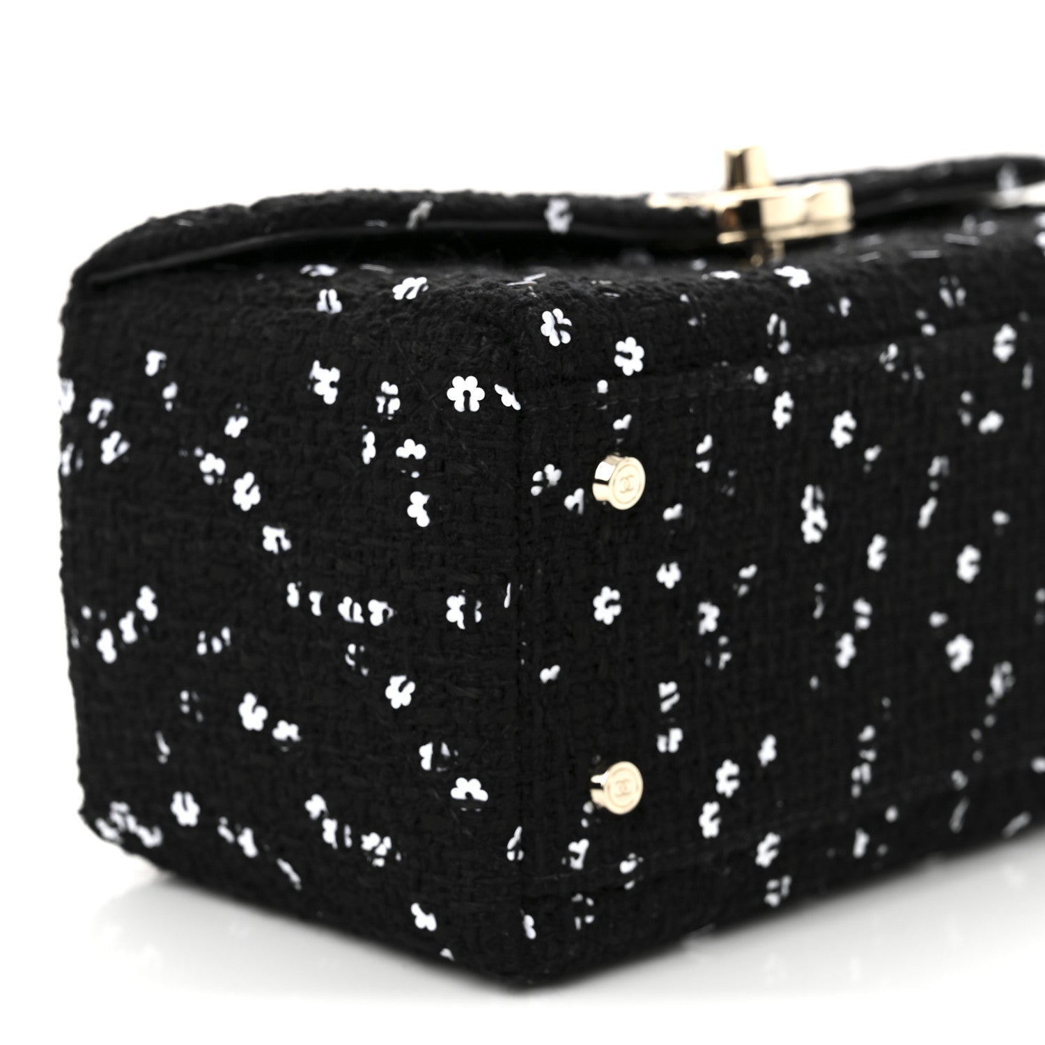Chanel Tweed Sequin Quilted Top Handle Box Bag Black 9 of 11