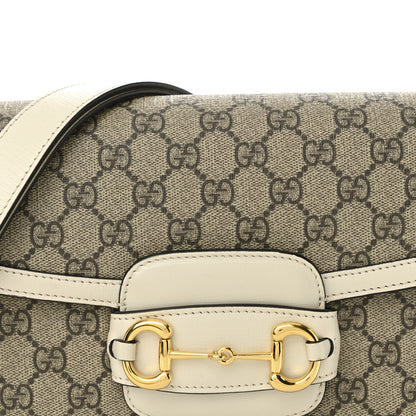 Gucci GG Supreme Monogram Horsebit 1955 Shoulder Bag Beige Mystic White 8 of 10