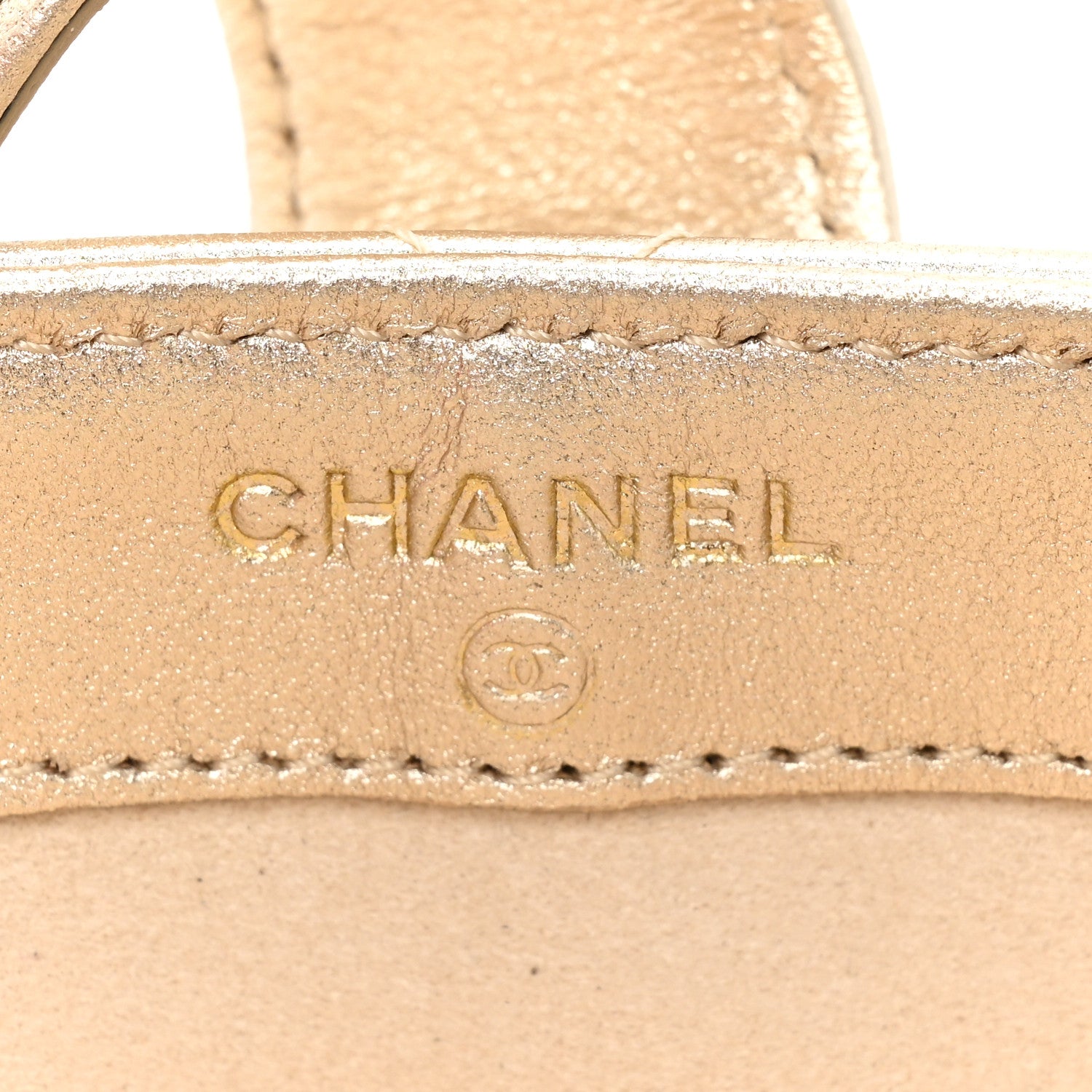 Chanel Metallic Lambskin Quilted Mini Phone Holder Clutch Light Gold 7 of 12