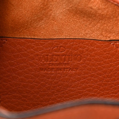 Valentino Garavani Grained Calfskin Turquoise Mini Rockstud Rolling Chain Strap Bucket Bag Orange 7 of 9