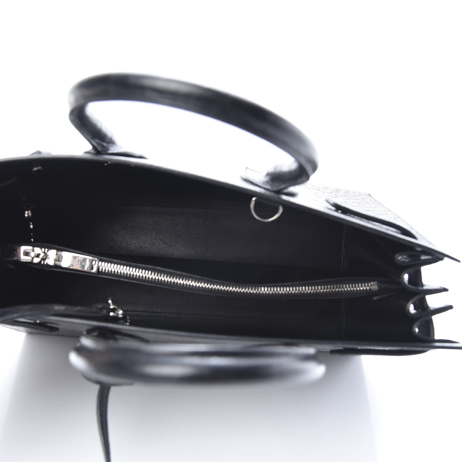 Saint Laurent Calfskin Crocodile Embossed Small Sac de Jour Black 5 of 12