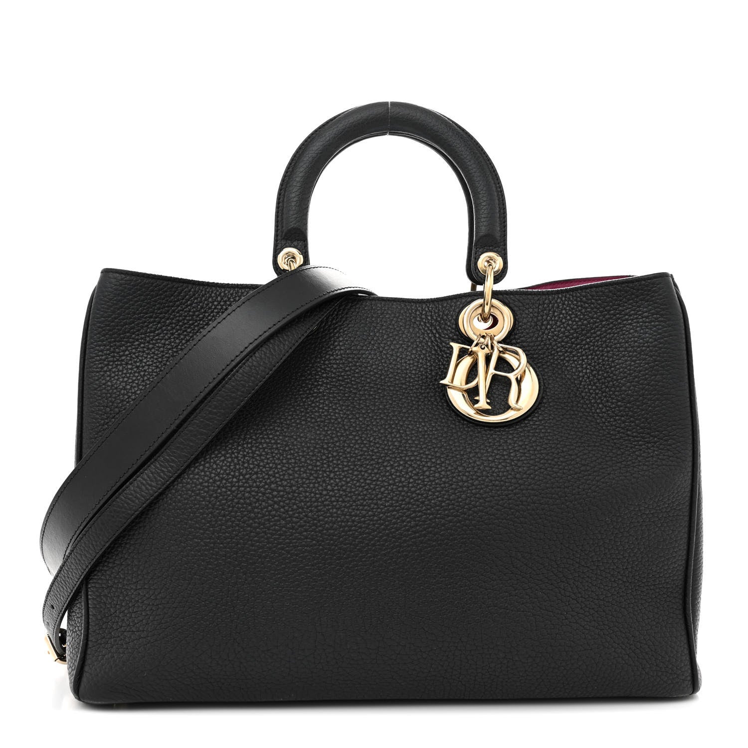 Christian Dior Bullcalf Large Diorissimo Tote Black Rose Indien 1 of 18