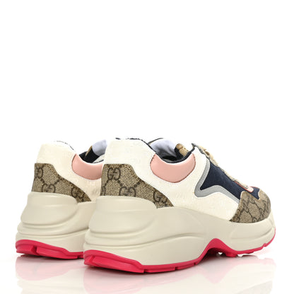 Gucci GG Supreme Monogram Mix Monogram Womens Rhyton Sneakers 37 London Blue Beige Pale Pink 4 of 6