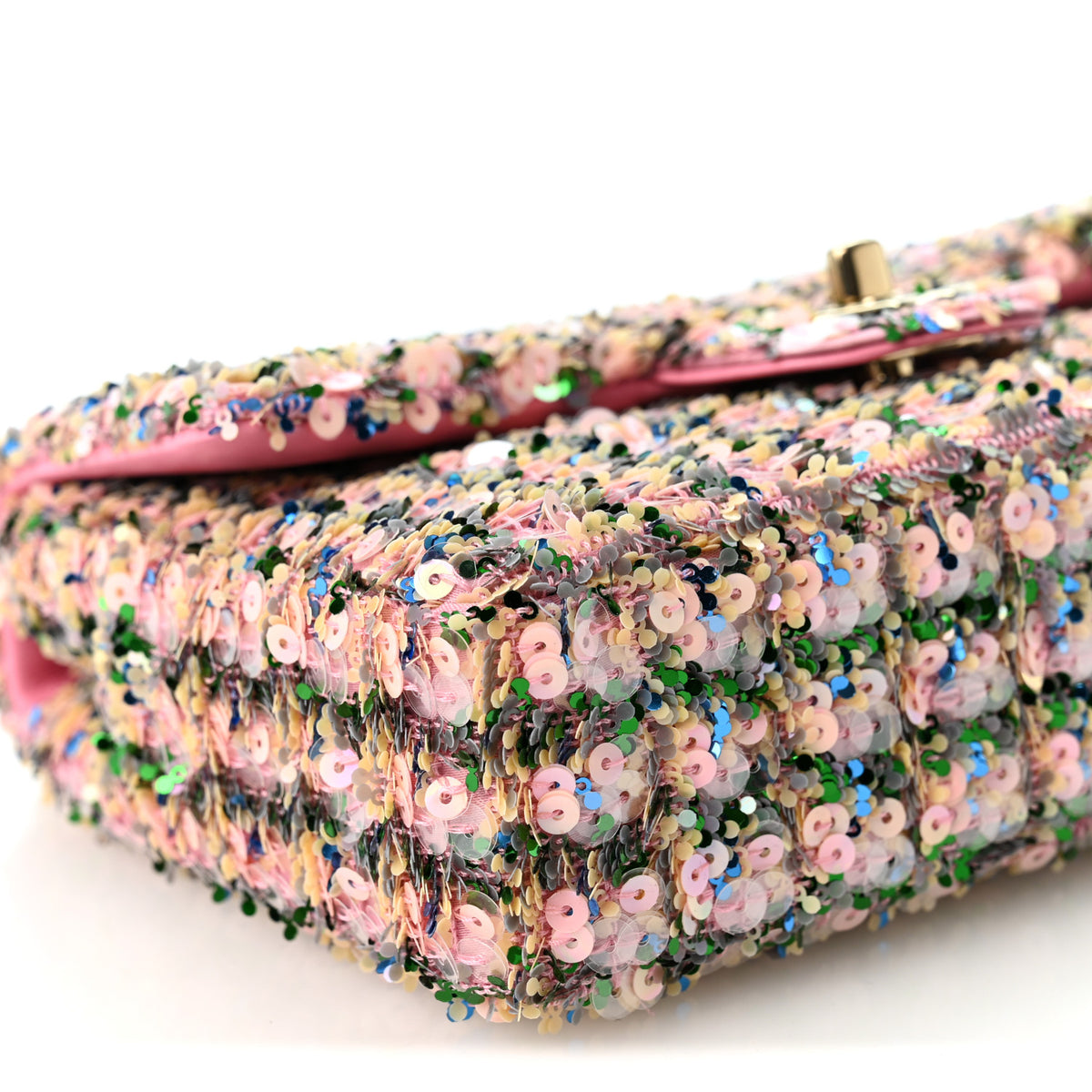 Sequin Small Single Flap Pink Green Yellow Multicolor