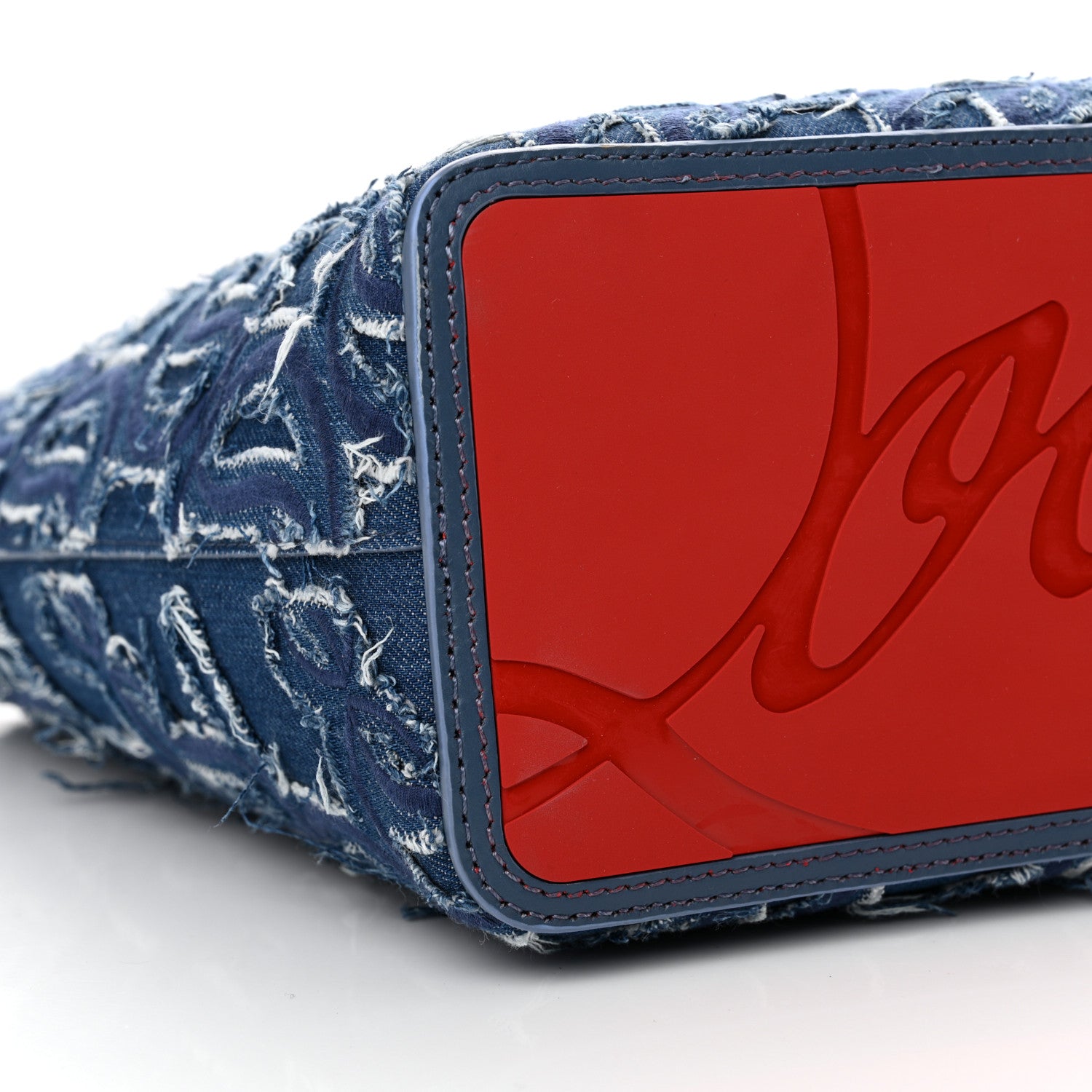 Christian Louboutin Denim Embroidered Spikes East West Cabata Tote Blue 10 of 11