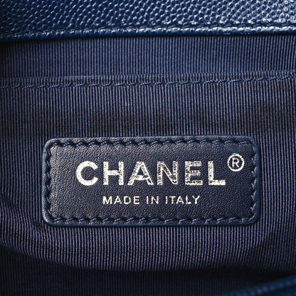 Chanel Caviar Chevron Quilted Medium Boy Flap Navy 6 of 10