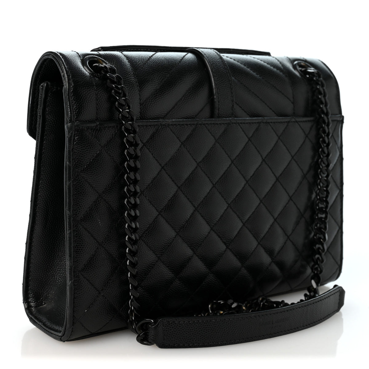 Grain De Poudre Textured Mixed Matelasse Triquilt Medium Monogram Monochrome Satchel Black