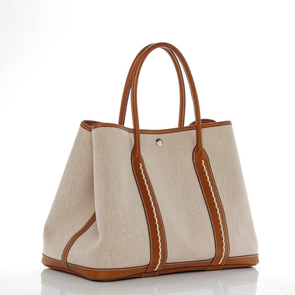 Hermes Barenia Toile Garden Party 36 MM Tote Ecru 3 of 8