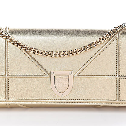 Christian Dior Metallic Calfskin Large Diorama Croisiere Chain Wallet Light Gold 8 of 10