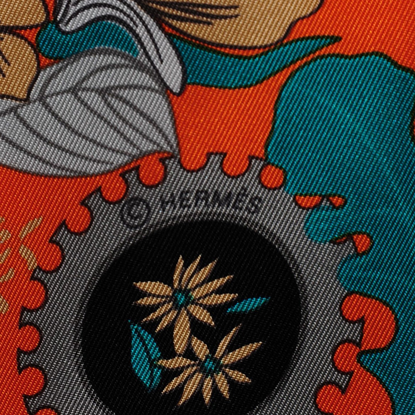Silk Soie Les Bolides Scarf 90 Noir Orange Vert