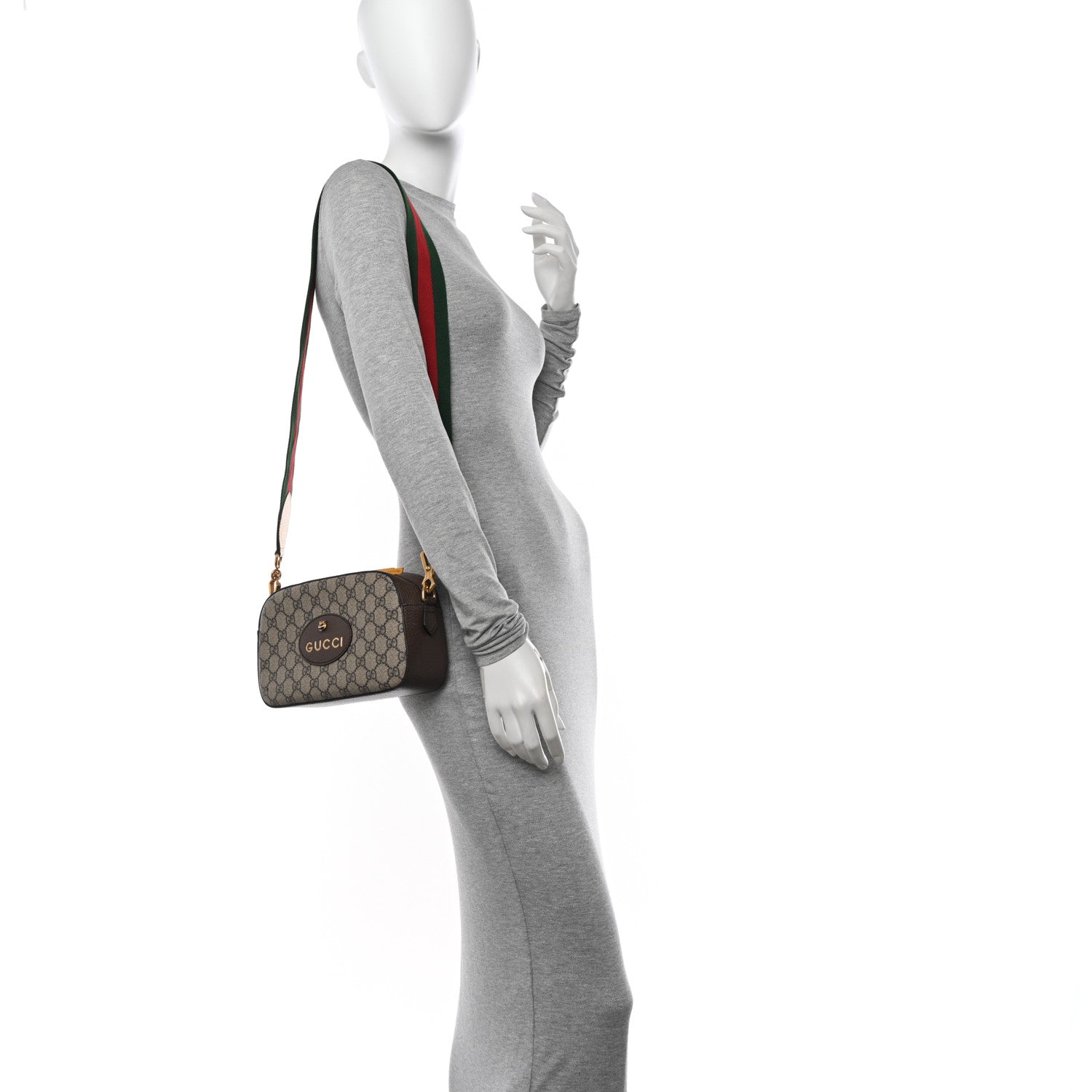 Gucci GG Supreme Monogram Web Neo Vintage Shoulder Bag Beige New Acero Crop 2 of 10