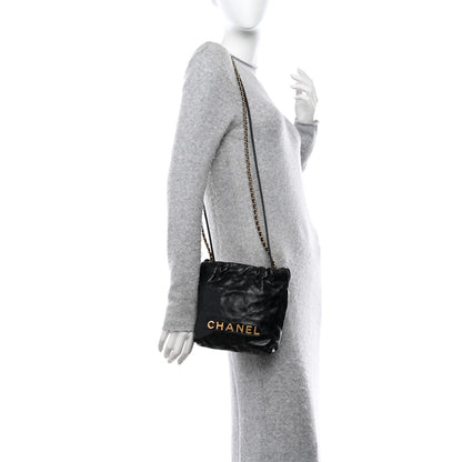 Chanel Shiny Crumpled Calfskin Quilted Pearl Mini Chanel 22 Black 2 of 10