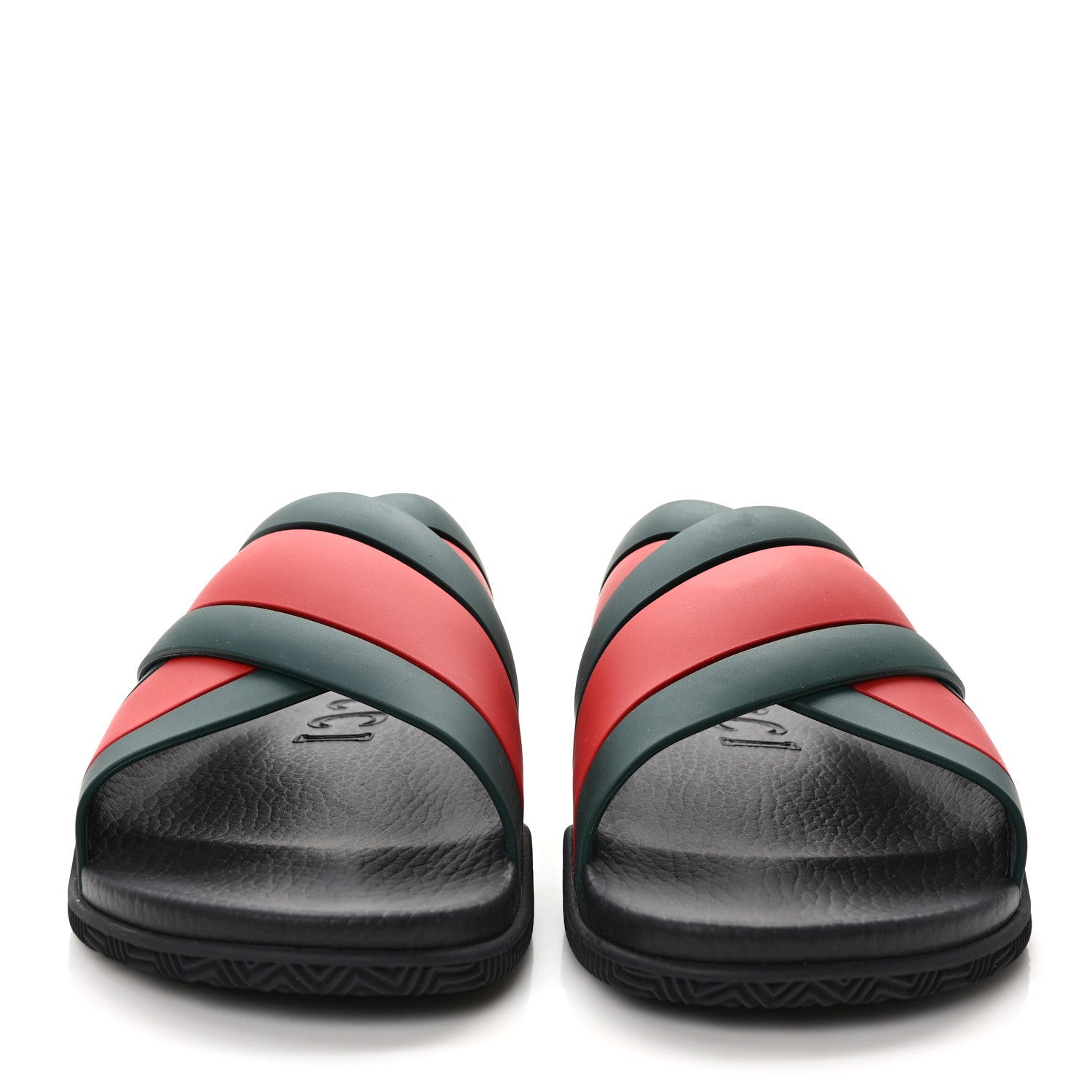 Gucci Rubber Web Mens Criss Cross Slide Sandals 9 Green Red 2 of 8