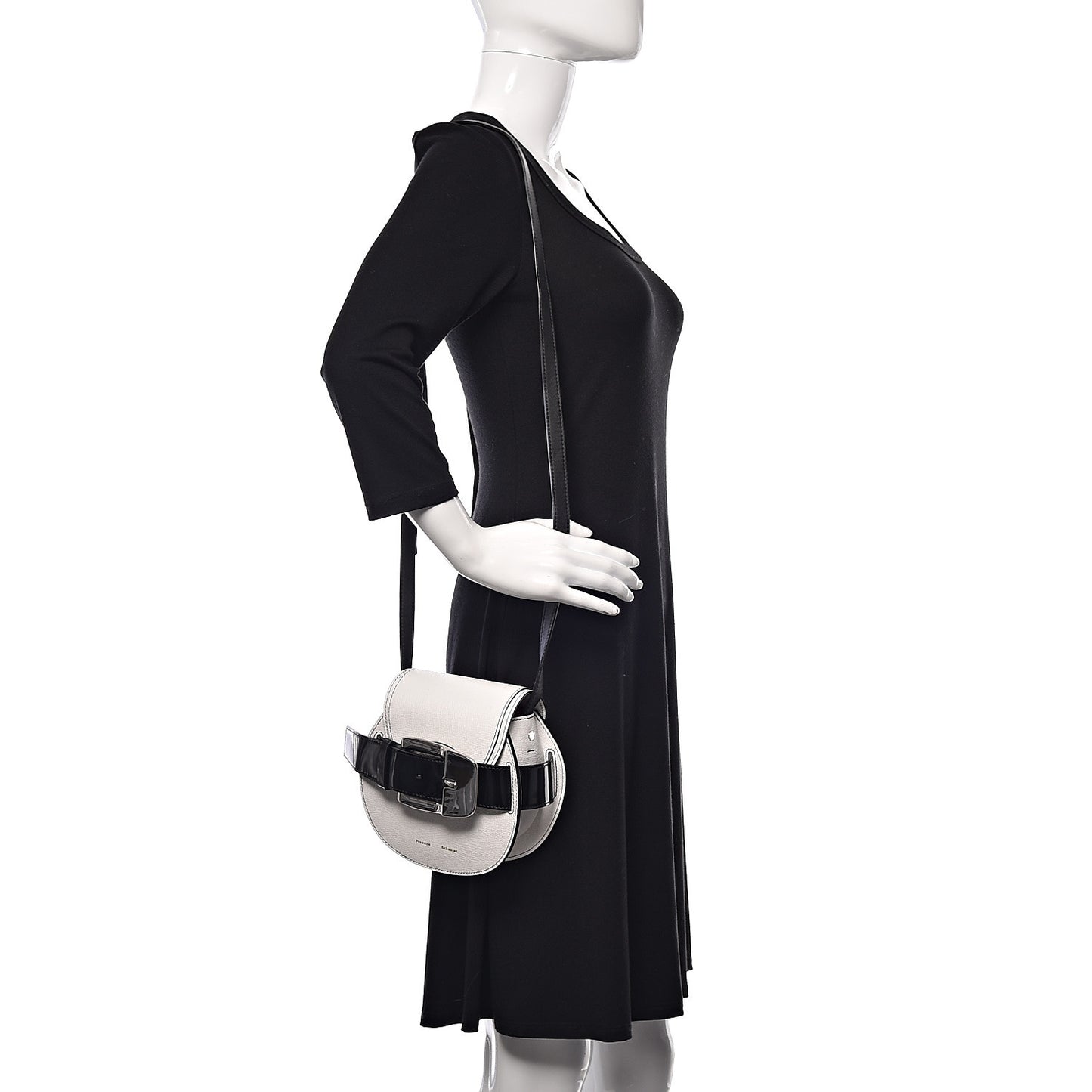 Calfskin Mini Buckle Crossbody Bag White