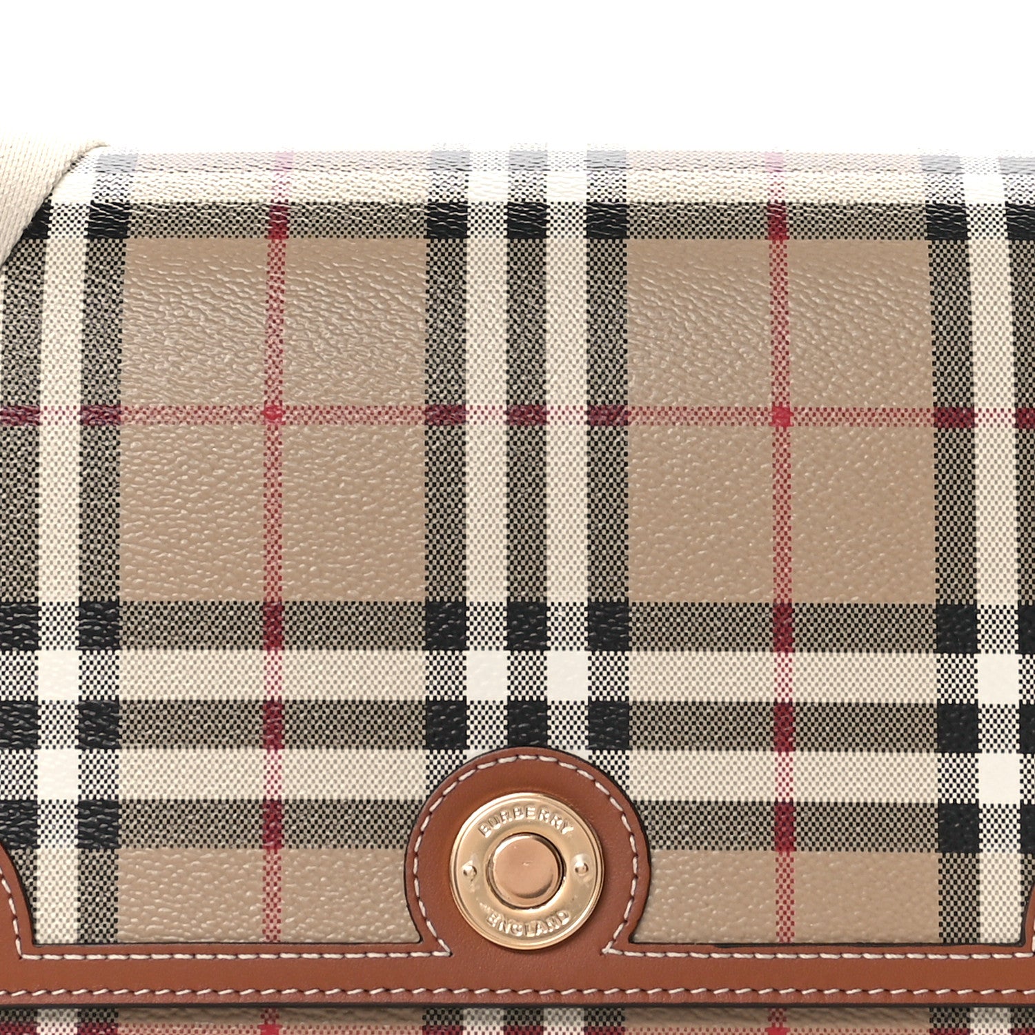 Burberry Coated Canvas Calfskin Vintage Check Medium Note Crossbody Bag Briar Brown 8 of 10