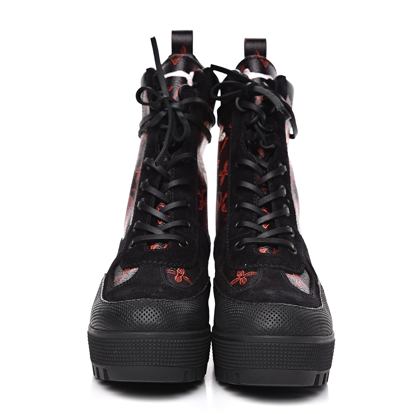 Suede Calfskiin Catogram Laureate Platform Desert Boots 37.5 Black Marron