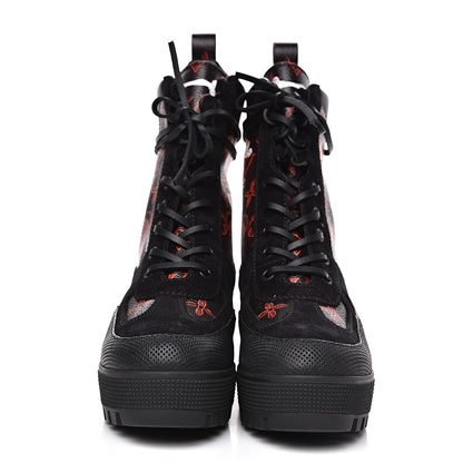 Louis Vuitton Suede Calfskiin Catogram Laureate Platform Desert Boots 37.5 Black Marron 2 of 8