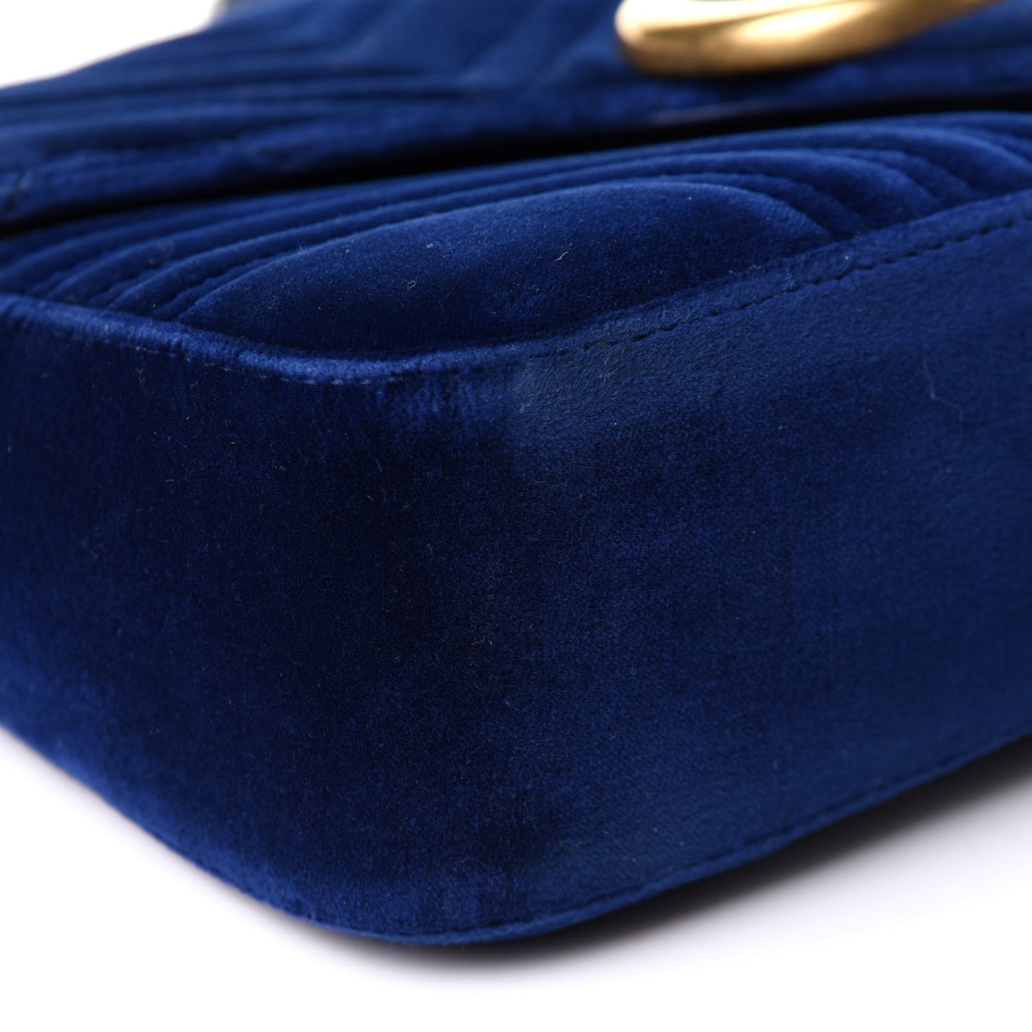 Velvet Matelasse Medium GG Marmont Shoulder Bag Cobalt Blue