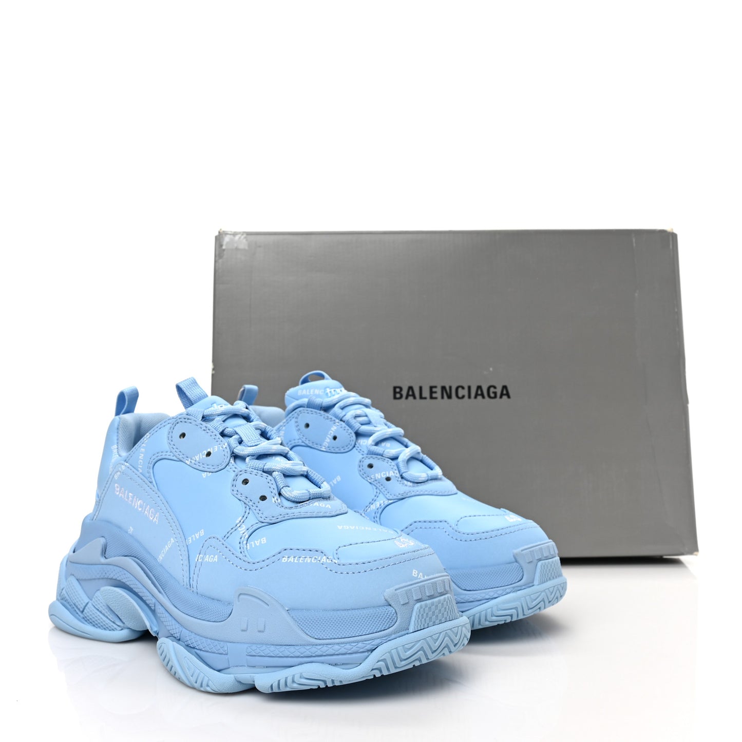 Technical Fabric Mesh Allover Logo Mens Triple S Sneakers 40 Light Bleu White