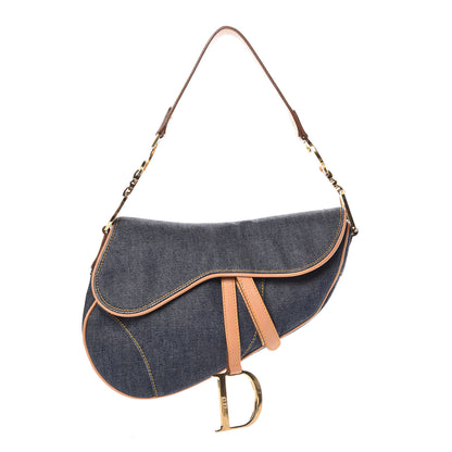 Christian Dior Denim Calfskin Saddle Bag Blue 1 of 13