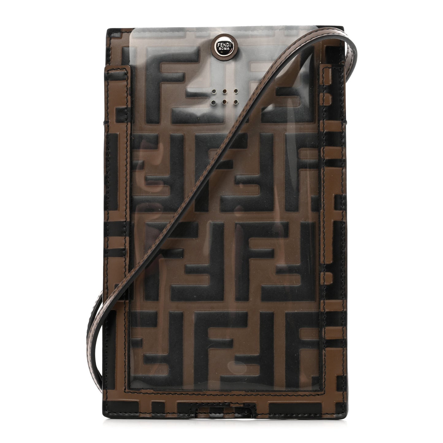 Calfskin FF 1974 Embossed Iphone X Lanyard Case Maya Black