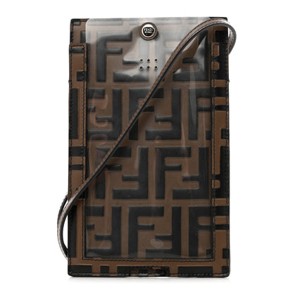 Fendi Calfskin FF 1974 Embossed Iphone X Lanyard Case Maya Black 1 of 5