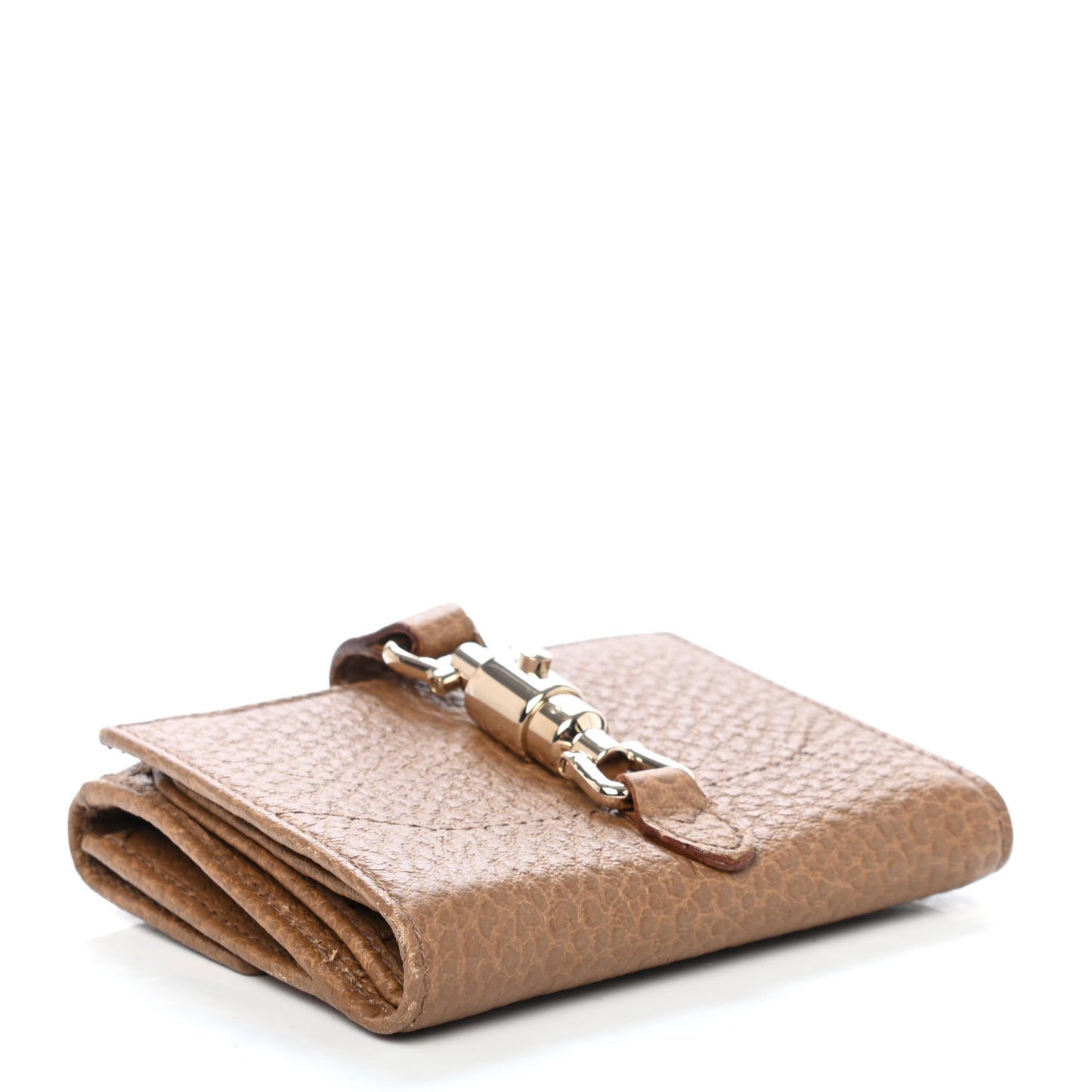 Pebbled Calfskin Jackie French Wallet Beige