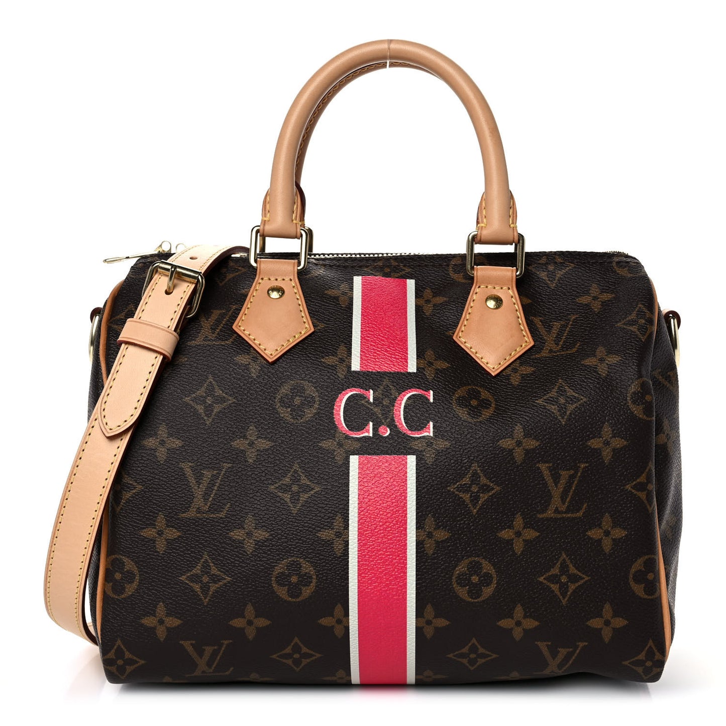 Monogram My LV Heritage Speedy Bandouliere 25 Fuchsia White