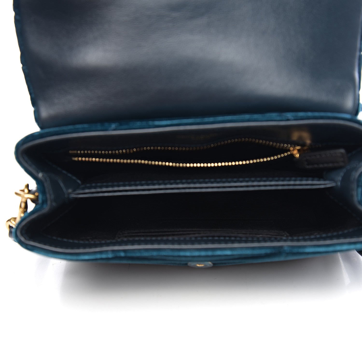 Saint Laurent Velvet Y Quilted Monogram Toy Loulou Chain Satchel Dark Ottanio 4 of 10
