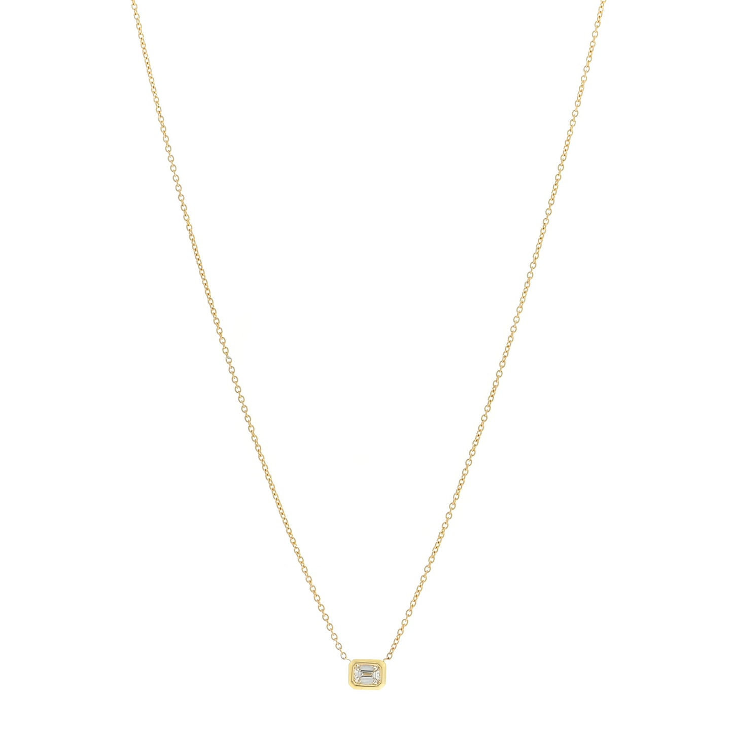 18K Yellow Gold Diamond .17ct Diamonds By The Inch Emerald Cut Necklace