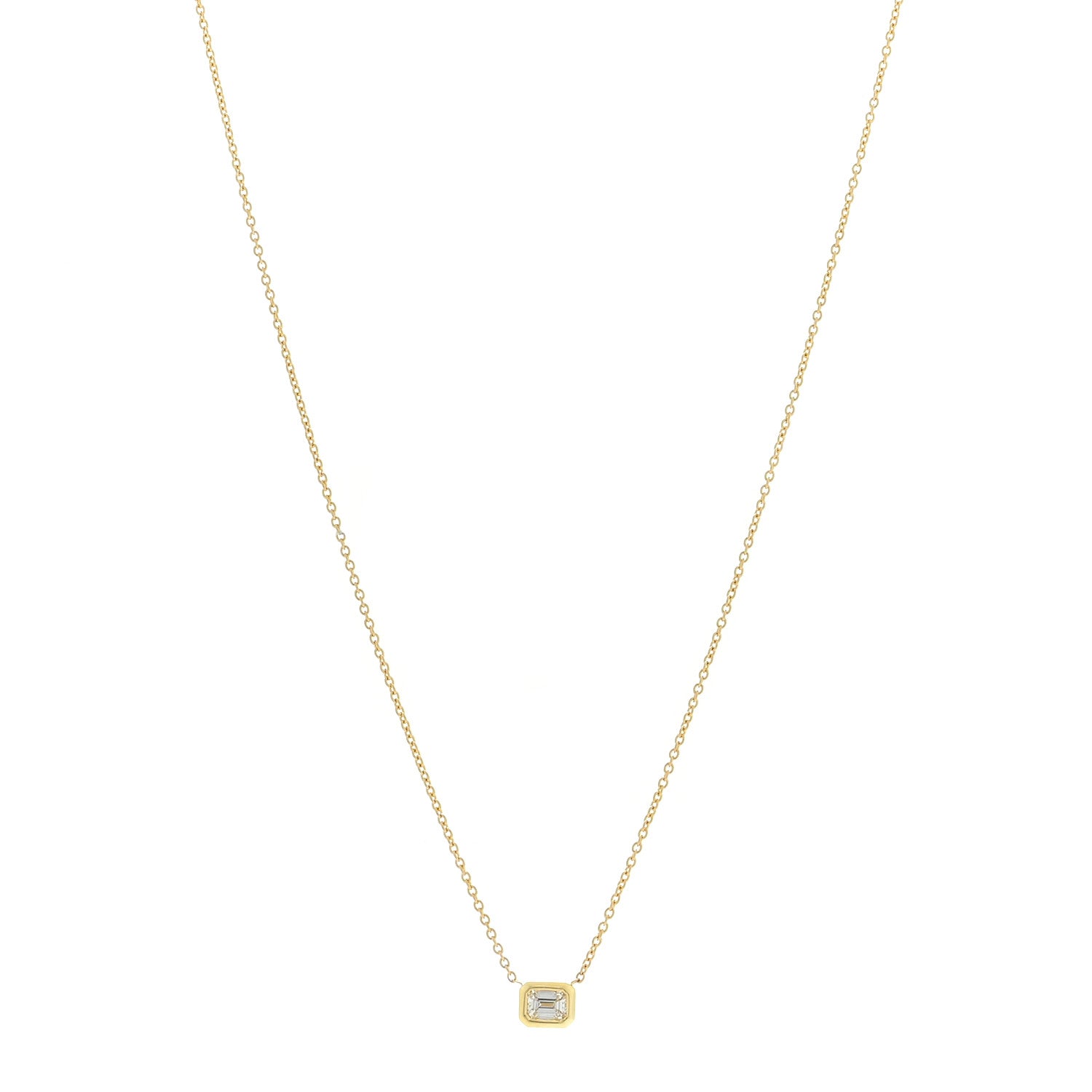 Roberto Coin 18K Yellow Gold Diamond .17ct Diamonds By The Inch Emerald Cut Necklace 2 of 4
