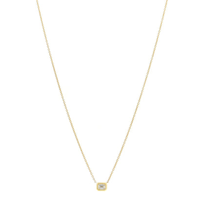 Roberto Coin 18K Yellow Gold Diamond .17ct Diamonds By The Inch Emerald Cut Necklace 2 of 4